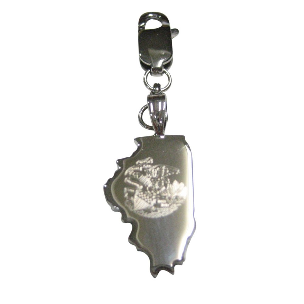 Illinois State Map Shape Flag Zipper Pull Charm - image 1